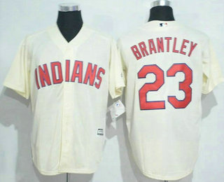 Men's Cleveland Indians #23 Michael Brantley Cream Stitched MLB Majestic Cool Base Jersey