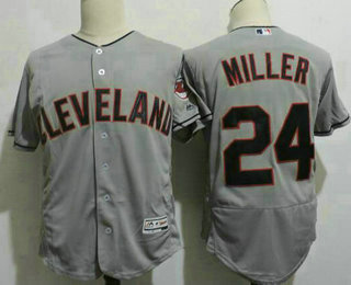 Men's Cleveland Indians #24 Andrew Miller Gray Road Stitched MLB 2016 Majestic Flex Base Jersey