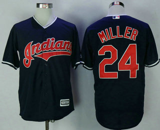 Men's Cleveland Indians #24 Andrew Miller Navy Blue Alternate Stitched MLB Majestic Cool Base Jersey