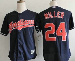 Men's Cleveland Indians #24 Andrew Miller Navy Blue Stitched MLB 2016 Majestic Flex Base Jersey