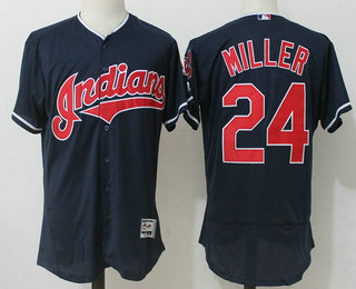 Men's Cleveland Indians #24 Andrew Miller Navy Blue Stitched MLB Majestic Flex Base Jersey