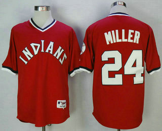 Men's Cleveland Indians #24 Andrew Miller Red Pullover Cooperstown Collection Stitched MLB Majestic Cool Base Jersey