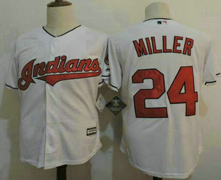 Men's Cleveland Indians #24 Andrew Miller White Home Stitched MLB Majestic Cool Base Jersey