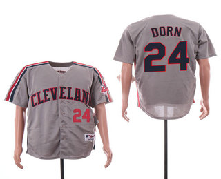 Men's Cleveland Indians #24 Roger Dorn Gray Turn Back Stitched Baseball Jersey