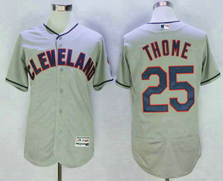 Men's Cleveland Indians #25 Jim Thome Gray Road 2016 Flexbase Majestic Baseball Jersey