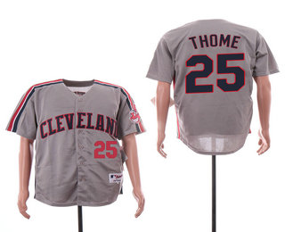 Men's Cleveland Indians #25 Jim Thome Gray Turn Back Stitched Baseball Jersey