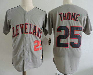 Men's Cleveland Indians #25 Jim Thome Grey Majestic Cooperstown Collection Throwback Jersey