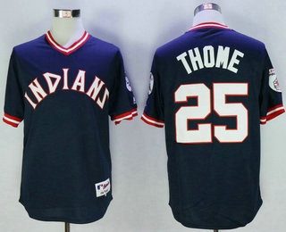 Men's Cleveland Indians #25 Jim Thome Navy Blue Pullover Majestic 1976 Turn Back the Clock Jersey