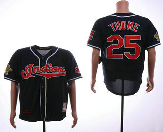 Men's Cleveland Indians #25 Jim Thome Navy Blue Throwback 1995 World Series Patch Stitched MLB Cooperstown Collection Jersey