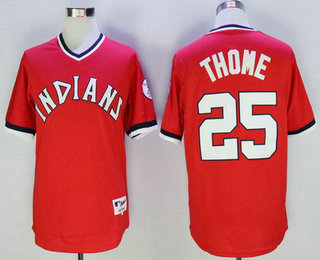 Men's Cleveland Indians #25 Jim Thome Red Pullover 2016 Flexbase Majestic Baseball Jersey