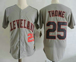 Men's Cleveland Indians #25 Jim Thome Retired Gray Stitched MLB Majestic Cooperstown Collection Jersey