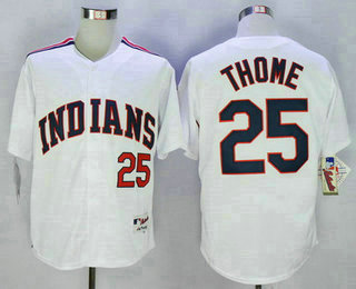 Men's Cleveland Indians #25 Jim Thome White 1978 Majestic Cooperstown Collection Throwback Jersey