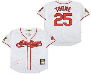 Men's Cleveland Indians #25 Jim Thome White 1995 Cooperstown Throwback Cool Base Jersey