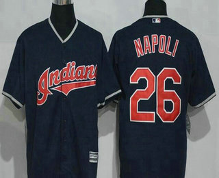 Men's Cleveland Indians #26 Mike Napoli Navy Blue Stitched MLB Majestic Cool Base Jersey