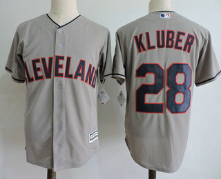 Men's Cleveland Indians #28 Corey Kluber Gray Road Stitched MLB Majestic Cool Base Jersey