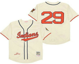 Men's Cleveland Indians #29 Satchel Paige Cream 1948 Throwback Jersey