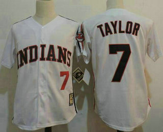 Men's Cleveland Indians #7 Jake Taylor White 1978 Majestic Cooperstown Collection Throwback Jersey