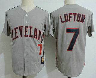 Men's Cleveland Indians #7 Kenny Lofton Gray Stitched MLB Majestic Cooperstown Collection Jersey