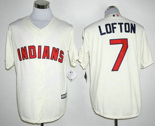 Men's Cleveland Indians #7 Kenny Lofton Name Cream Cool Base Baseball Jersey