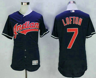 Men's Cleveland Indians #7 Kenny Lofton Navy Blue 2016 Flexbase Majestic Baseball Jersey