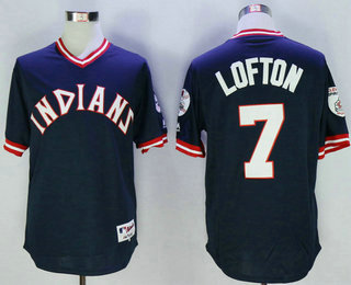 Men's Cleveland Indians #7 Kenny Lofton Navy Blue Pullover Majestic 1976 Turn Back the Clock Jersey