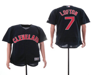 Men's Cleveland Indians #7 Kenny Lofton Navy Blue Stitched MLB Flex Base Jersey