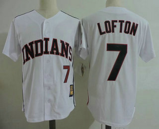 Men's Cleveland Indians #7 Kenny Lofton White 1978 Majestic Cooperstown Collection Throwback Jersey