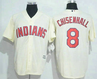 Men's Cleveland Indians #8 Lonnie Chisenhall Cream Stitched MLB Majestic Cool Base Jersey