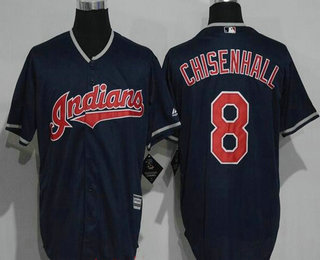 Men's Cleveland Indians #8 Lonnie Chisenhall Navy Blue Stitched MLB Majestic Cool Base Jersey