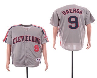 Men's Cleveland Indians #9 Carlos Baerga Grey Turn Back Stitched Baseball Jersey