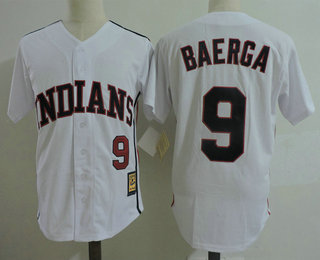 Men's Cleveland Indians #9 Carlos Baerga White 1978 Majestic Cooperstown Collection Throwback Jersey