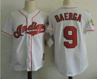 Men's Cleveland Indians #9 Carlos Baerga White Throwback Jersey