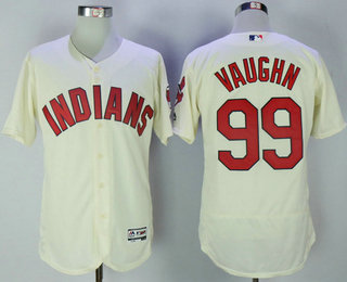 Men's Cleveland Indians #99 Rick Vaughn Cream Stitched MLB Majestic Flex Base Jersey