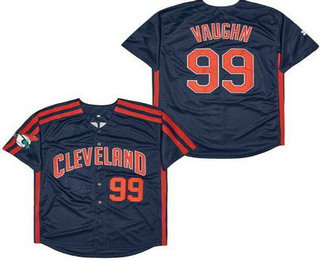 Men's Cleveland Indians #99 Rick Vaughn Navy Throwback Jersey