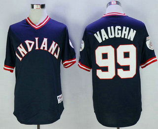 Men's Cleveland Indians #99 Rick Vaughn Retired Navy Blue Pullover 2016 Flexbase Majestic Baseball Jersey