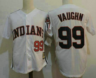 Men's Cleveland Indians #99 Rick Vaughn White 1978 Majestic Cooperstown Collection Throwback Jersey