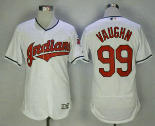 Men's Cleveland Indians #99 Rick Vaughn White Stitched MLB Majestic Flex Base Jersey