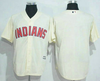 Men's Cleveland Indians Blank Cream Stitched MLB Majestic Cool Base Jersey