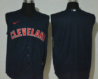 Men's Cleveland Indians Blank Navy Blue 2020 Cool and Refreshing Sleeveless Fan Stitched MLB Nike Jersey