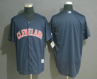 Men's Cleveland Indians Blank Navy Blue Stitched MLB Cool Base Jersey