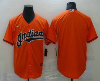 Men's Cleveland Indians Blank Orange Stitched MLB Cool Base Jersey