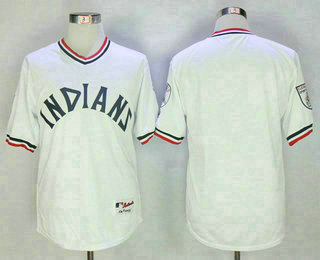 Men's Cleveland Indians Blank White 1973 Turn Back the Clock Stitched MLB Majestic Cooperstown Collection Jersey