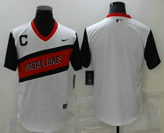 Men's Cleveland Indians Blank White 2021 Little League Classic Stitched Nike Jersey