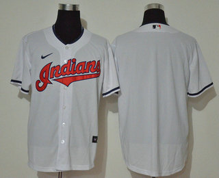 Men's Cleveland Indians Blank White Stitched MLB Cool Base Nike Jersey