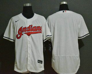 Men's Cleveland Indians Blank White Stitched MLB Flex Base Nike Jersey