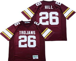 Men's Coffee High School Trojans #26 Tyreek Hill Red Football Jersey