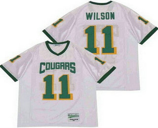 Men's Collegiate School Cougars #11 Russell Wilson White Football Jersey