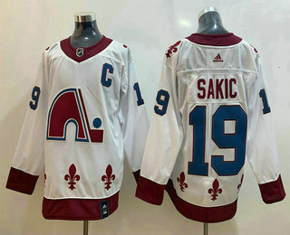 Men's Colorado Avalanche #19 Joe Sakic White 2021 Retro Stitched NHL Jersey