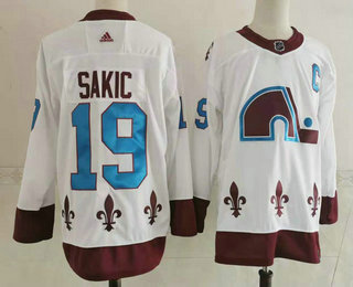 Men's Colorado Avalanche #19 Joe Sakic White Adidas 2020-21 Stitched NHL Jersey