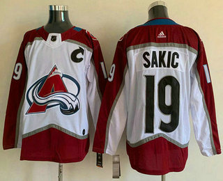 Men's Colorado Avalanche #19 Joe Sakic White Adidas Stitched NHL Jersey